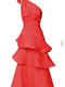 Showpo Eugenia Midi Dress - One Shoulder Fit and Flare Layered Dress in Red