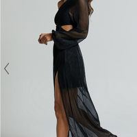 Showpo Arosa Maxi Dress - One Shoulder Long Sleeve in Black