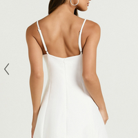 Showpo Violetta Mini Dress - Diamante Trim Plunge Front Dress in Off White