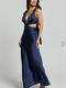 Showpo Adora Maxi Dress - V Neck Cut Out Dress in Navy