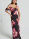 Showpo Jeanie Maxi Dress - Cowl Neck One Shoulder Slip Dress in Daze Print