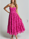 Showpo Gabriela Midi Dress - Strapless Lace Dress in Magenta