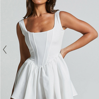 Showpo Carolyn Mini Dress - Wide Strap Sleeveless Fit and Flare Dress in White