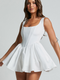 Showpo Carolyn Mini Dress - Wide Strap Sleeveless Fit and Flare Dress in White