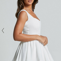 Showpo Carolyn Mini Dress - Wide Strap Sleeveless Fit and Flare Dress in White