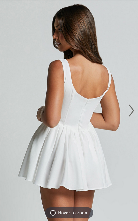 Showpo Carolyn Mini Dress - Wide Strap Sleeveless Fit and Flare Dress in White