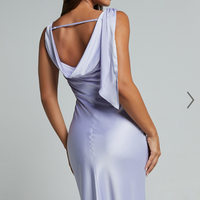 Showpo Cecilia Midi Dress - Cowl Neck Satin Bias Cut Dress in Lilac