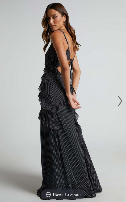 Showpo Nitha Maxi Dress - Asymmetrical Frill Thigh Split Dress