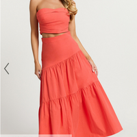 Showpo Schiffer Two Piece Set - Strapless Top and Tiered Midi Skirt