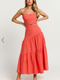 Showpo Schiffer Two Piece Set - Strapless Top and Tiered Midi Skirt