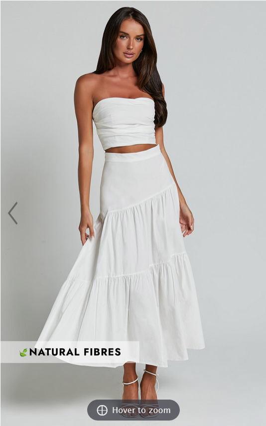 Showpo Schiffer Two Piece Set - Strapless Top and Tiered Midi Skirt