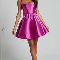 Showpo Alyssa Mini Dress - Strappy Straight Neck With Tie Back Dress in Pink