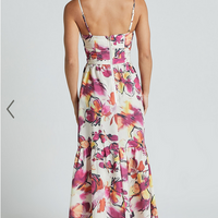 Showpo Adara Midi Dress - Strappy Bustier Dress in Dahlia Dusk Floral