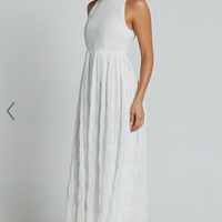 Showpo Cade Maxi Dress - High Neck Sleeveless A Line Dress in White