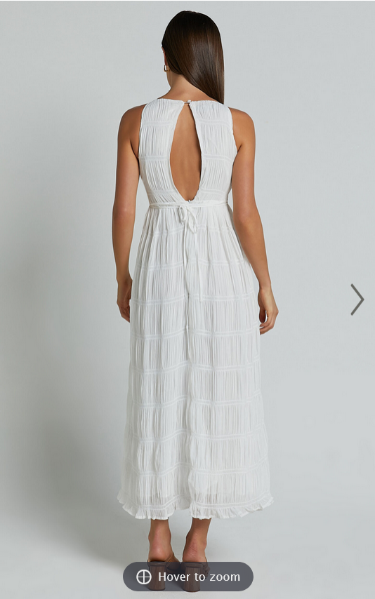 Showpo Cade Maxi Dress - High Neck Sleeveless A Line Dress in White