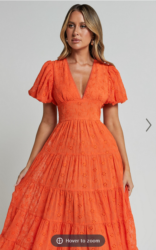 Showpo Divora Midi Dress - Plunge Balloon Sleeve Tiered Dress