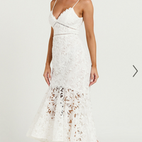 Showpo Aracely Midi Dress - Strappy Sweetheart Lace Mermaid Dress in White