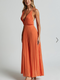 Showpo Brylee Midi Dress - Satin Pleated Wrap Dress in Orange