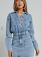 Showpo Kamala Mini Dress - Long Sleeve Button Through Denim Dress in Light Blue Wash