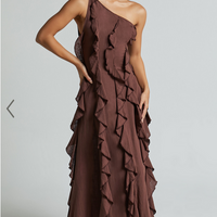 Showpo Britney Maxi Dress - One Shoulder Ruffle Detail Dress