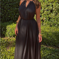 Showpo Aliciana Maxi Dress - Halter Neck Tie Back Dress in Black