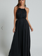 Showpo Aliciana Maxi Dress - Halter Neck Tie Back Dress in Black