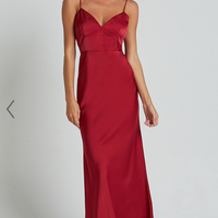 Showpo Jovana Midi Dress - Bust Panel Detail Satin Slip Dress in Wine