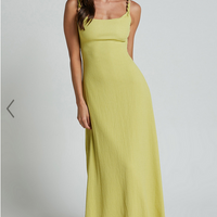 Showpo Brie Midi Dress - Scoop Neck Knit Slip Dress in Chartreuse