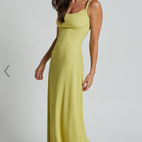 Showpo Brie Midi Dress - Scoop Neck Knit Slip Dress in Chartreuse