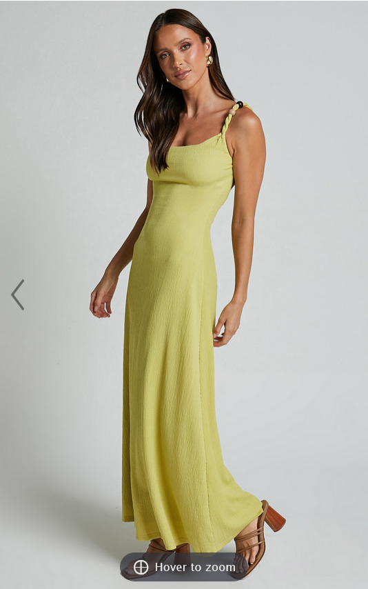 Showpo Brie Midi Dress - Scoop Neck Knit Slip Dress in Chartreuse