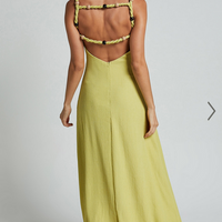 Showpo Brie Midi Dress - Scoop Neck Knit Slip Dress in Chartreuse