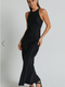 Showpo Irvine Midi Dress - Racer Neck Slip Dress in Black