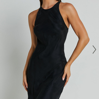 Showpo Irvine Midi Dress - Racer Neck Slip Dress in Black