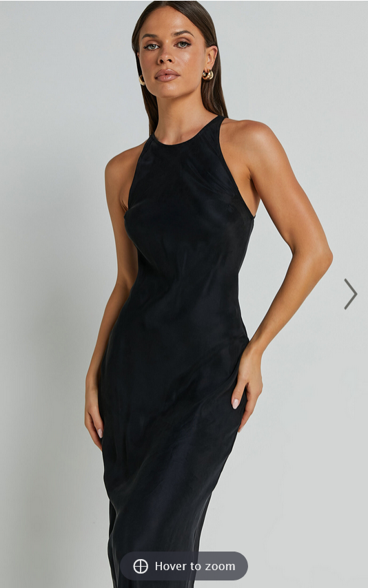 Showpo Irvine Midi Dress - Racer Neck Slip Dress in Black