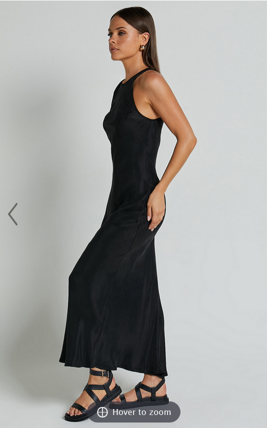 Showpo Irvine Midi Dress - Racer Neck Slip Dress in Black