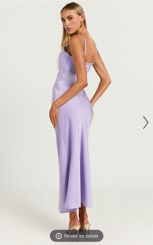 Showpo Amitola Midi Dress - V Neck Cut Out Slip Dress in Lilac