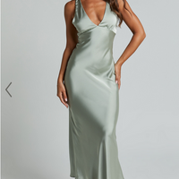 Showpo Khalani Midi Dress - Deep V Neck Satin Slip Dress