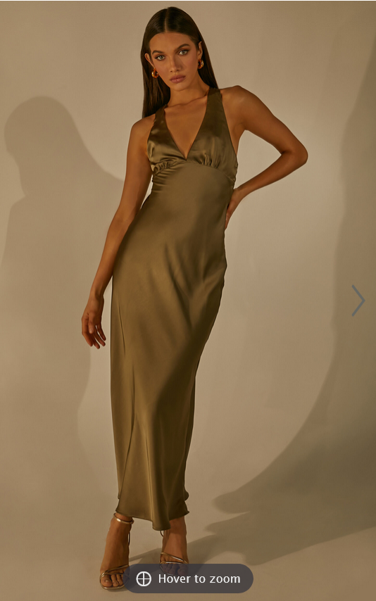 Showpo Khalani Midi Dress - Deep V Neck Satin Slip Dress