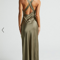 Showpo Khalani Midi Dress - Deep V Neck Satin Slip Dress