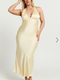 Showpo Khalani Midi Dress - Deep V Neck Satin Slip Dress