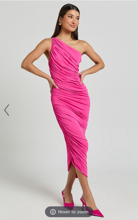 Showpo Lovlin Midi Dress - One Shoulder Ruched Dress