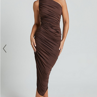 Showpo Lovlin Midi Dress - One Shoulder Ruched Dress