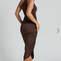 Showpo Lovlin Midi Dress - One Shoulder Ruched Dress