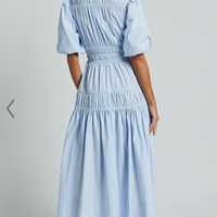 Showpo Mellie Midi Dress - Puff Sleeve Plunge Tiered Dress