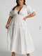 Showpo Mellie Midi Dress - Puff Sleeve Plunge Tiered Dress