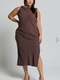 Showpo Jessenia Midi Dress - Linen Look High Neck Dress