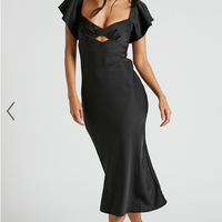 Showpo Emberlynn Midi Dress - Flutter Sleeve Cut Out Satin Dress