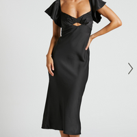 Showpo Emberlynn Midi Dress - Flutter Sleeve Cut Out Satin Dress