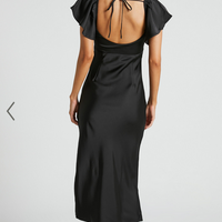 Showpo Emberlynn Midi Dress - Flutter Sleeve Cut Out Satin Dress