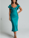 Showpo Emberlynn Midi Dress - Flutter Sleeve Cut Out Satin Dress